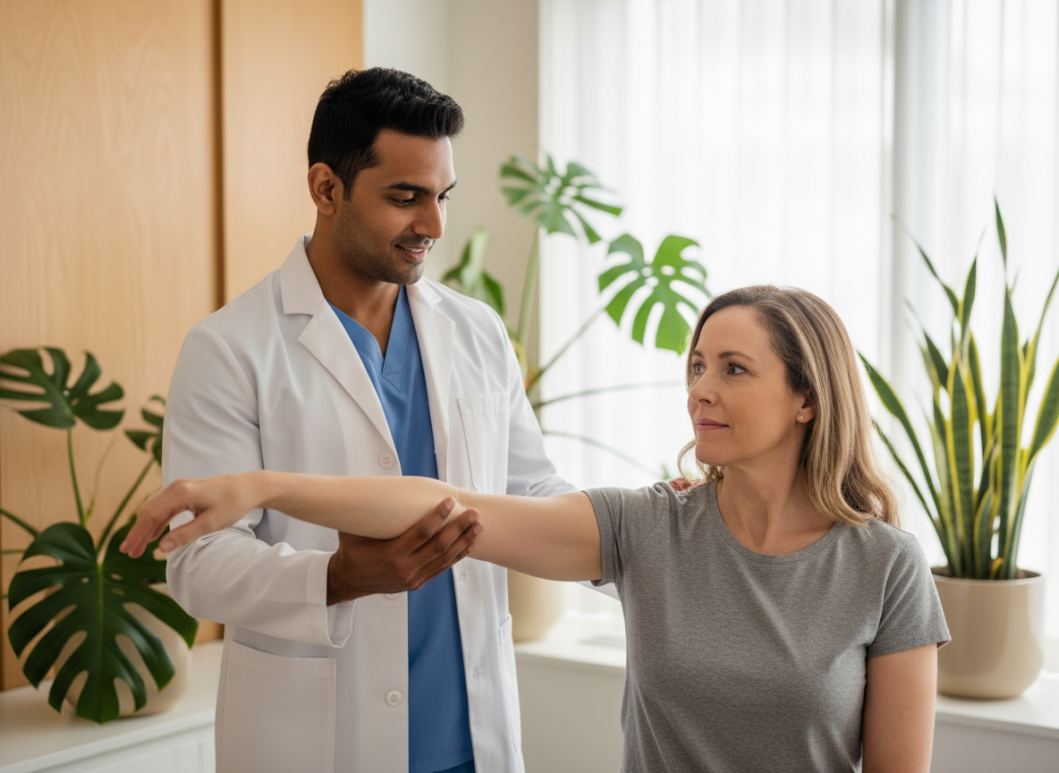 Chiropractor and patient in a modern clinic setting